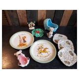 Various Vintage Ceramic Items. Royal China 22 Kt Gold trim Plates Holly Hobbie and more