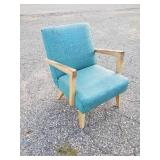 Vintage Vinyl Chair with wooden Arms in solid good condition