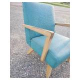 Vintage Vinyl Chair with wooden Arms in solid good condition