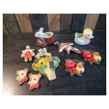 vintage Chalkware wall hanging décor and planters