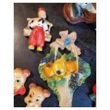 vintage Chalkware wall hanging décor and planters