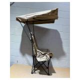 YOUNG WOOD Portable Camping Chair Beach Chair with Shade Canopy, Fold Lightweight Oversized Suit for All, Easy to Open,Close Without Installation, Side Pocket Design for All Outdoor Activities,Khaki