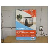 Vibrant Life Wire Dog Crate, Double-Door, Divider and Leak-Proof Tray, Metal, Foldable, Durable, Black, 42"
