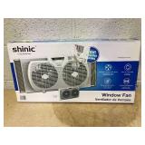 Shinic 9" 3-Speed Twin Window Fan with Removable Bug Screen,Fully Assembled