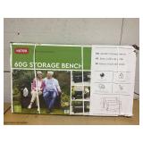 Keter Hudson 60 Gallon Capacity Plastic Resin Weather Resistant Outdoor Home Backyard Storage Bench/Deck Box Chest Patio Furniture, Gray