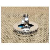 Bold Chunky Sterling Silver Turquoise Ring ~ Sz 9