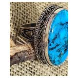 Bold Chunky Sterling Silver Turquoise Ring ~ Sz 9