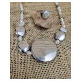 Elegant Freshwater White Pearl Necklace and Ring ~ Sz 7.5