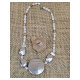 Elegant Freshwater White Pearl Necklace and Ring ~ Sz 7.5