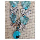 Vintage Butterfly Fetish Agate and Turquoise Necklace