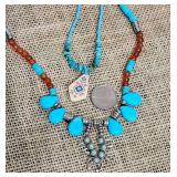 Howlite, Carnelian and Turquoise Bead Necklace Collection