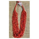 Vintage Navajo Coral Beaad Collar Necklace