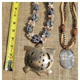Shell and Turtle Pendant Necklace Pair