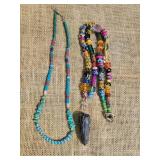 Unique Artisan Glass Bead and Turquoise Necklace Collection