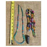 Unique Artisan Glass Bead and Turquoise Necklace Collection