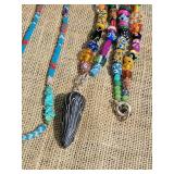 Unique Artisan Glass Bead and Turquoise Necklace Collection