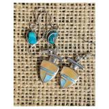 Sterling Coiled Turquoise and Fire Opal Earring Collection