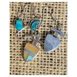 Sterling Coiled Turquoise and Fire Opal Earring Collection