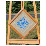Framed Ryal Blue Floral Embroidery
