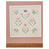 Embossed Quilt Pattern Print Signed by Artist