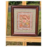 Framed Oriental Silk Floral Embroidery