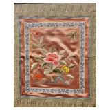 Framed Oriental Silk Floral Embroidery