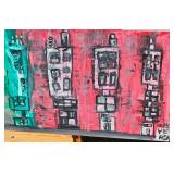 Artist Original Acrylic Abstract "Shitty City" Signed Greg Bivens