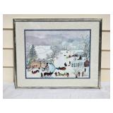 Grandma Moses Print "A Frosty Day" American Folk Artist