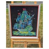 Vintage Phantom Ship Velvet Blacklight Poster