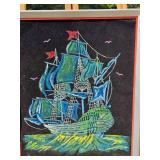 Vintage Phantom Ship Velvet Blacklight Poster