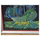 Vintage Phantom Ship Velvet Blacklight Poster