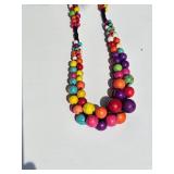 Rainbow Veined Stone Bead Necklace