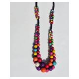 Rainbow Veined Stone Bead Necklace