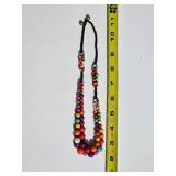 Rainbow Veined Stone Bead Necklace