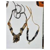 Native American Quill Necklace Pair