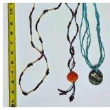 Chinese Garnet and Seed Bead Necklace Set