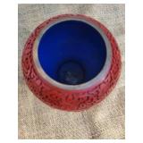 Carved Imari Red Cinnebar Vase