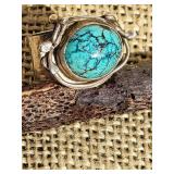Sterling Silver Modernist Turquoise Ring ~ Sz 7.5, 16g