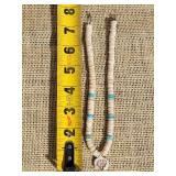 Old Santo Domingo Heishi Necklace with Turquoise Spacers