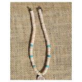 Old Santo Domingo Heishi Necklace with Turquoise Spacers