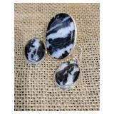 Striking Sterling Silver Zebra Agate Ring and Earring Set