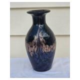 Studio Art Glass Vase - Black / Emerald / Tan / Navy