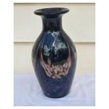 Studio Art Glass Vase - Black / Emerald / Tan / Navy