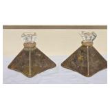 *SIGNED* Studio Art Glass Candle Holder Pair - O