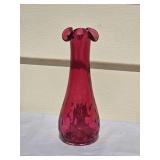 Beautiful Vintage Glass Vase - Cranberry