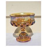 Amazing Vintage Indiana Carnival Glass Stemmed Candy Dish
