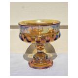 Amazing Vintage Indiana Carnival Glass Stemmed Candy Dish
