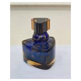 Stunning Vintage Studio Art Glass Perfume Bottle - Navy / Amber