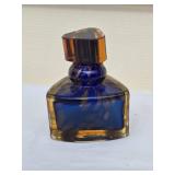 Stunning Vintage Studio Art Glass Perfume Bottle - Navy / Amber