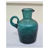 Studio Art Glass Handled Creamer - Blue